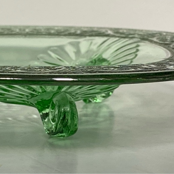 Depression Glass Footed Dish Etched Platter Plate 7” Candy Cookies Decor EUC - Picture 9 of 16